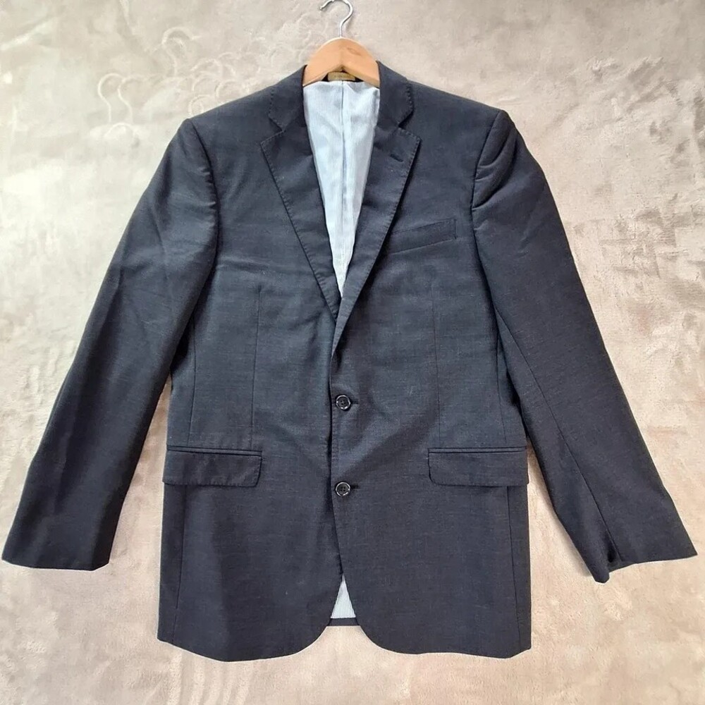 Brooks Brothers Suit Jacket Mens 40 Long Gray Wool Stretch Single Vent 2 Button
